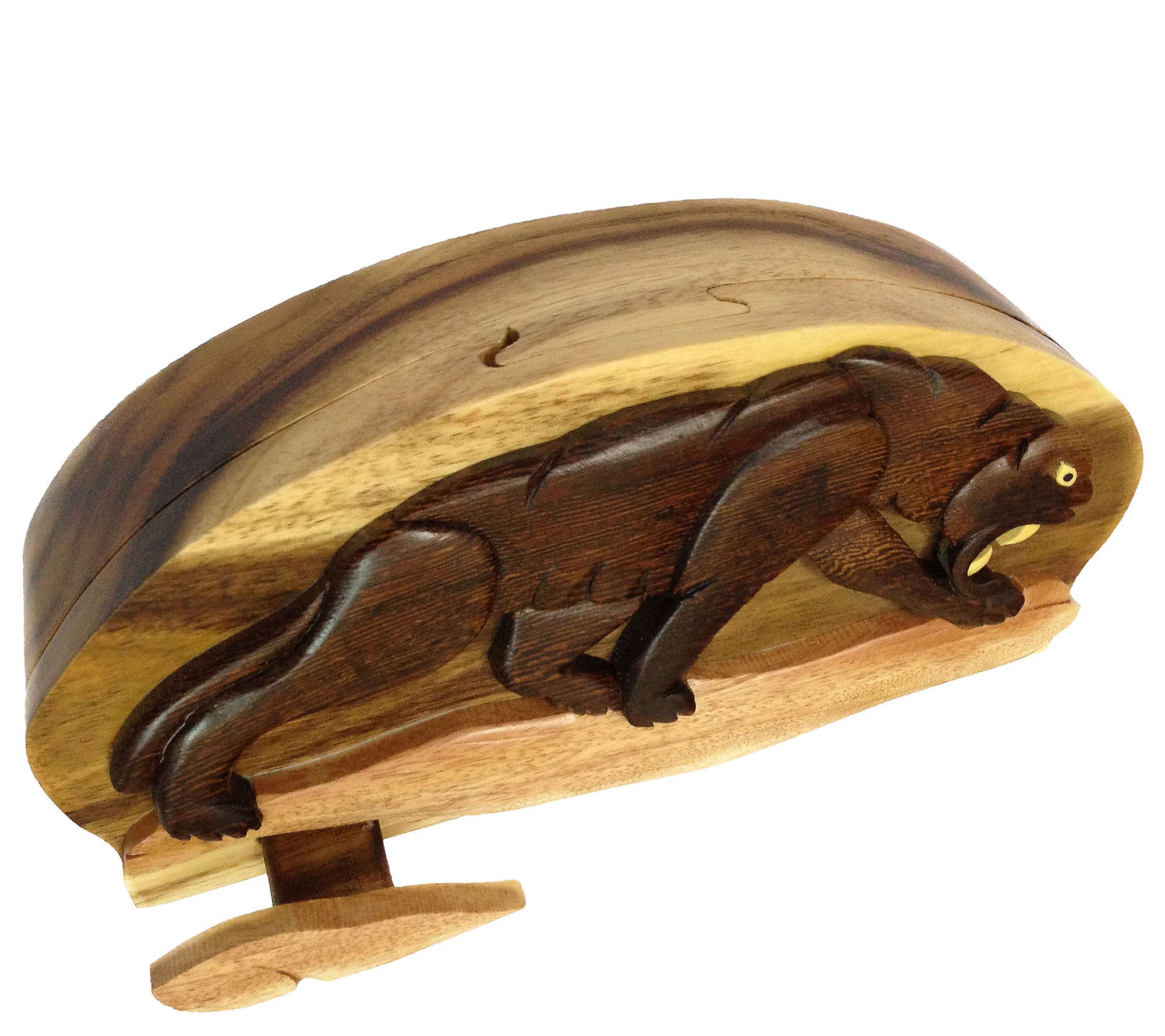 Carver Dan's Panther Puzzle Box with Magnet Closures