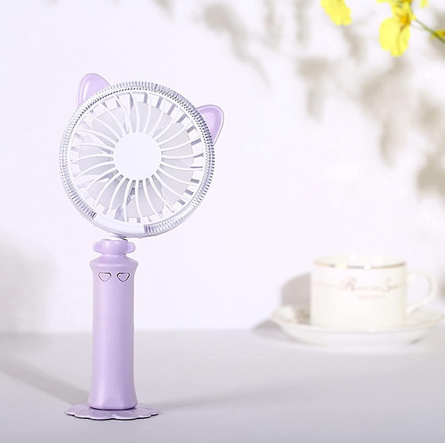 Portable Handheld Cat Fan， Battery Operated Small Usb Rechargeable Personal Fan With 2 Speeds