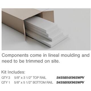 Ekena Millwork 56 in. X 58 in. X 96 in. Expanded Cellular PVC Classic Shaker Moulding Kit (for heights up to 56 in. H) WPKP56X03CS