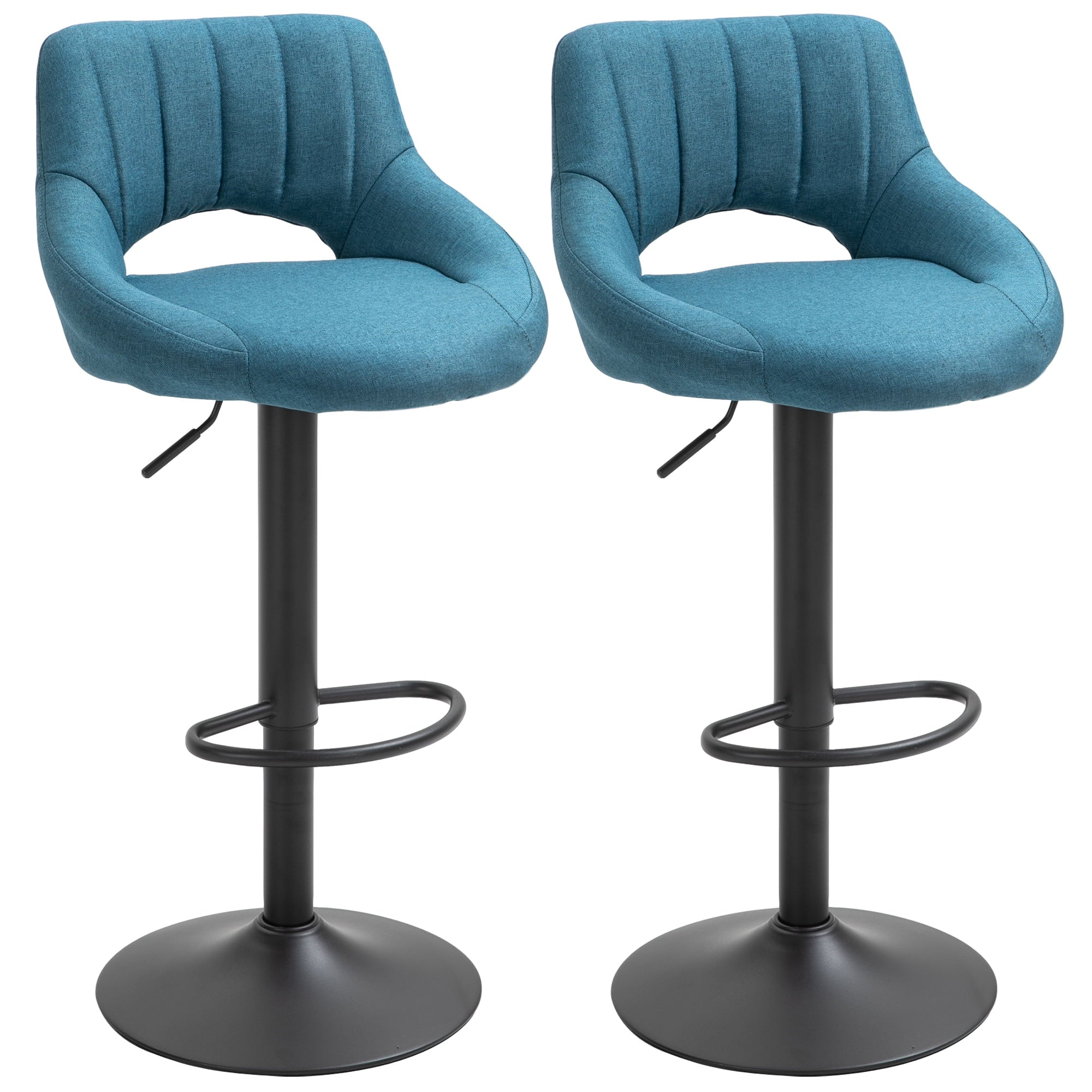 HomCom Bar Stool with Adjustable Height and 360-Degree Swivel， Blue， Set of 2