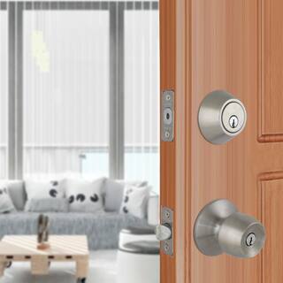 Defiant Brandywine Stainless Steel Entry Knob and Double Cylinder Deadbolt Combo Pack B86L2B