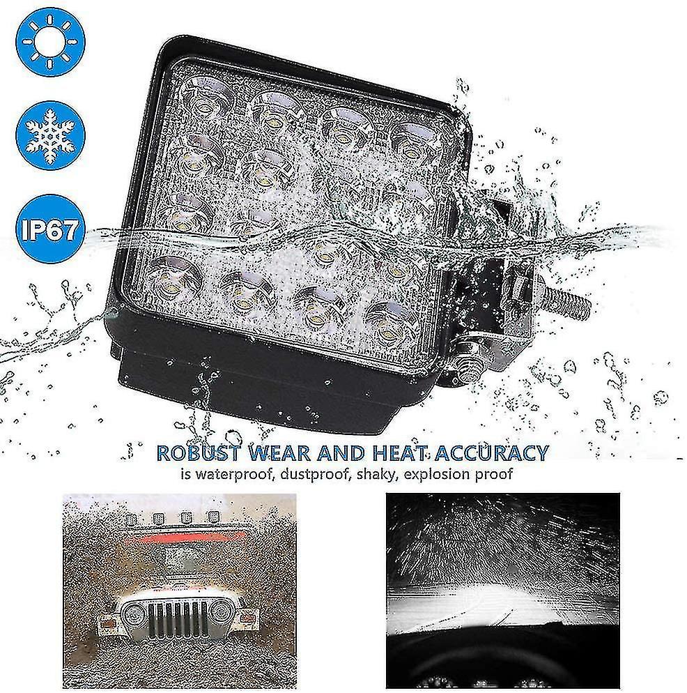 Led Work Light， 2 Pcs 48w Flood Led Light Bar For Car Tractor Offroad