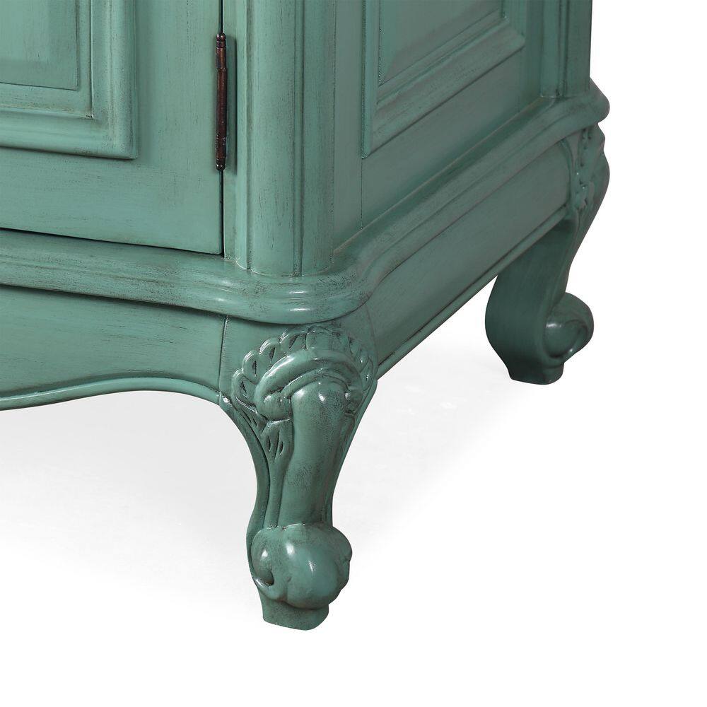 Silkroad Exclusive 72 in. W x 22 in. D x 36 in. H Freestanding Bath Vanity in Green with Carrara White Marble Top V8034NW72D