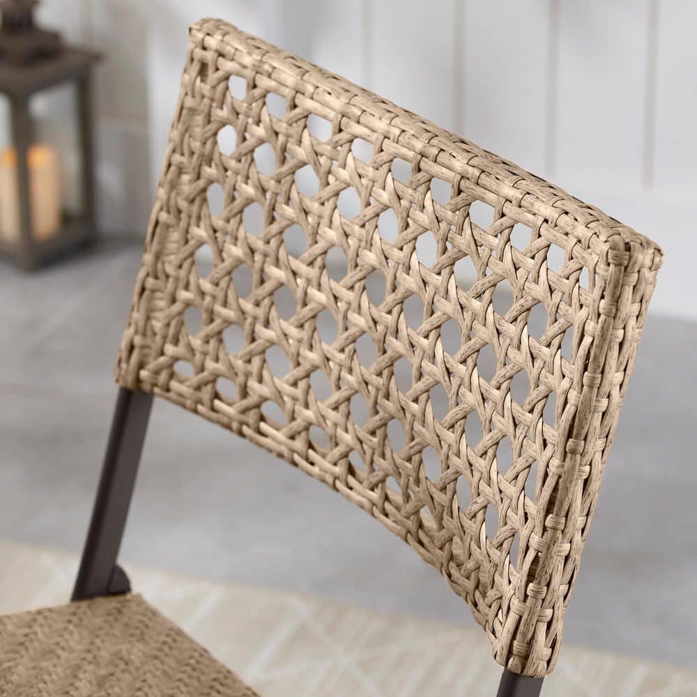 StyleWell Mix and Match Dark Taupe Folding Wicker Outdoor Dining Chair