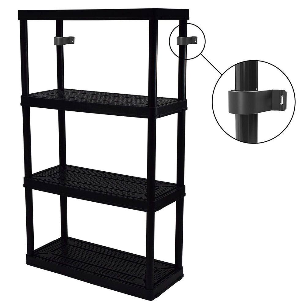 Black 4-Tier Resin Garage Storage Shelving Unit (32 in. W x 54.5 in. H x 14 in. D) shelve-597