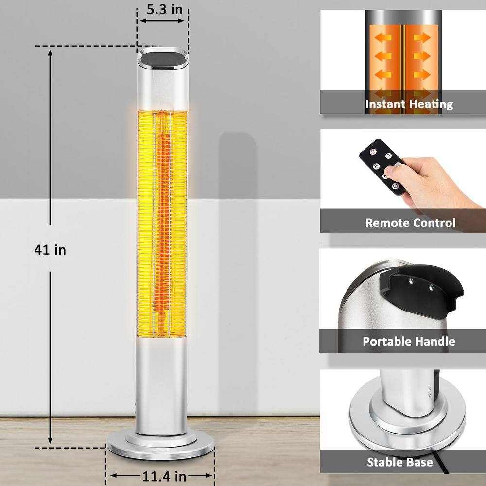 EdenBranch 1500-Watt Deluxe Freestanding Carbon Fiber Patio Heater with Remote 141014