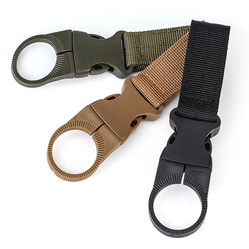 Outdoor sports hiking hunting tool water bottle buckle camping portable Nylon webbing Belt Tactical Carabiner water bottle