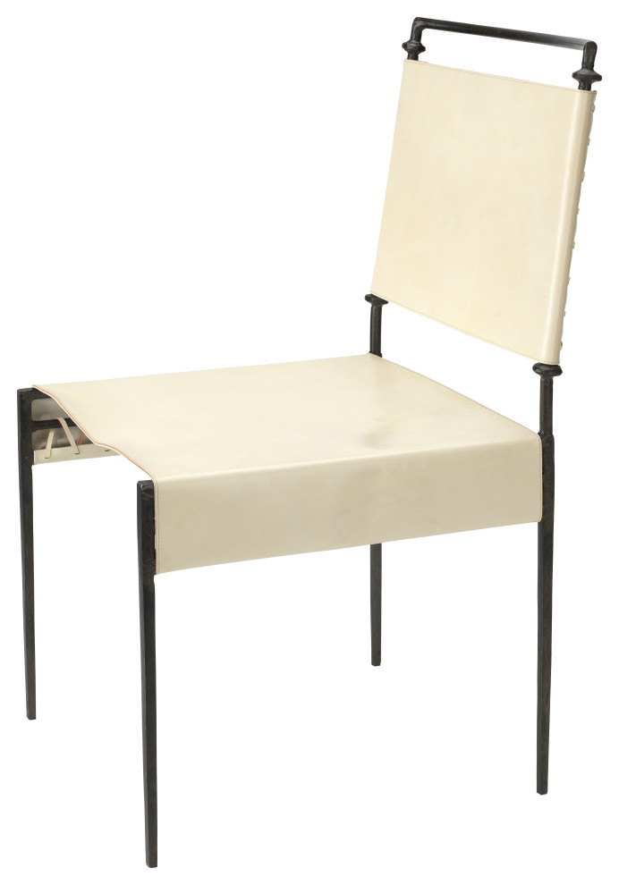 Mid Century Modern Iron and White Leather Dining Chair Sweetwater   Midcentury   Dining Chairs   by GwG Outlet  Houzz