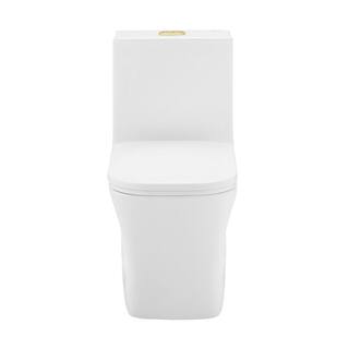 Swiss Madison Concorde 1-piece 1.11.6 GPF Dual Flush Square Toilet in Glossy White with Brushed Gold Hardware Seat Included SM-1T106HG