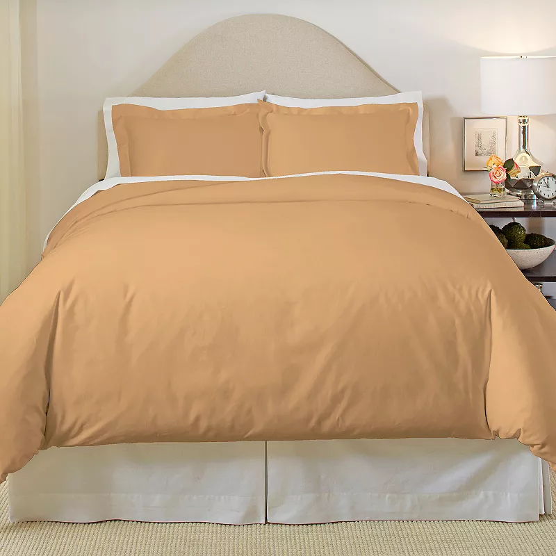 Pointehaven Solid 500-Thread Count Cotton Sateen 3-pc. Duvet Cover Set - King