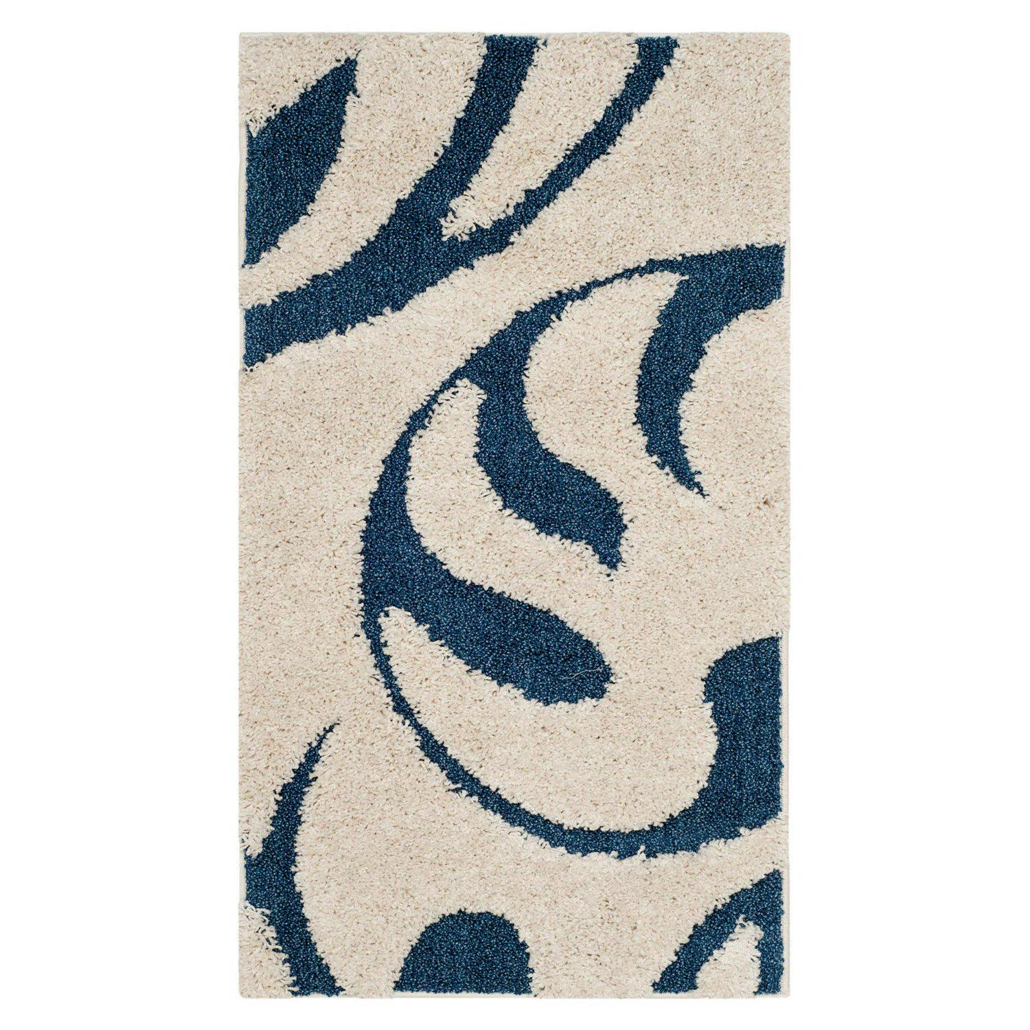 SAFAVIEH Florida Lavonne Floral Plush Shag Area Rug， Cream， 4and#8242; x 6and#8242;