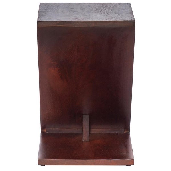 Mango Wood Side Table with Z Shaped Design， Dark Oak Brown - 21 L X 16 W X 24 H