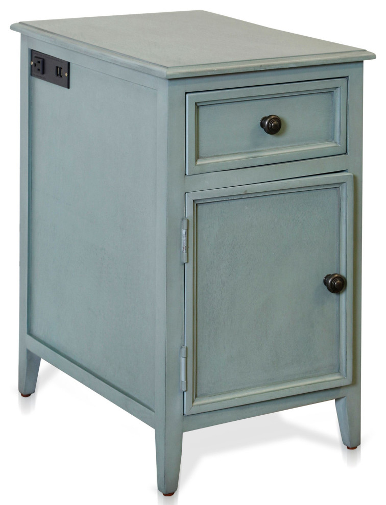 Aged Seafoam Side Table With Drawer and Cabinet   Transitional   Side Tables And End Tables   by StyleCraft  Houzz