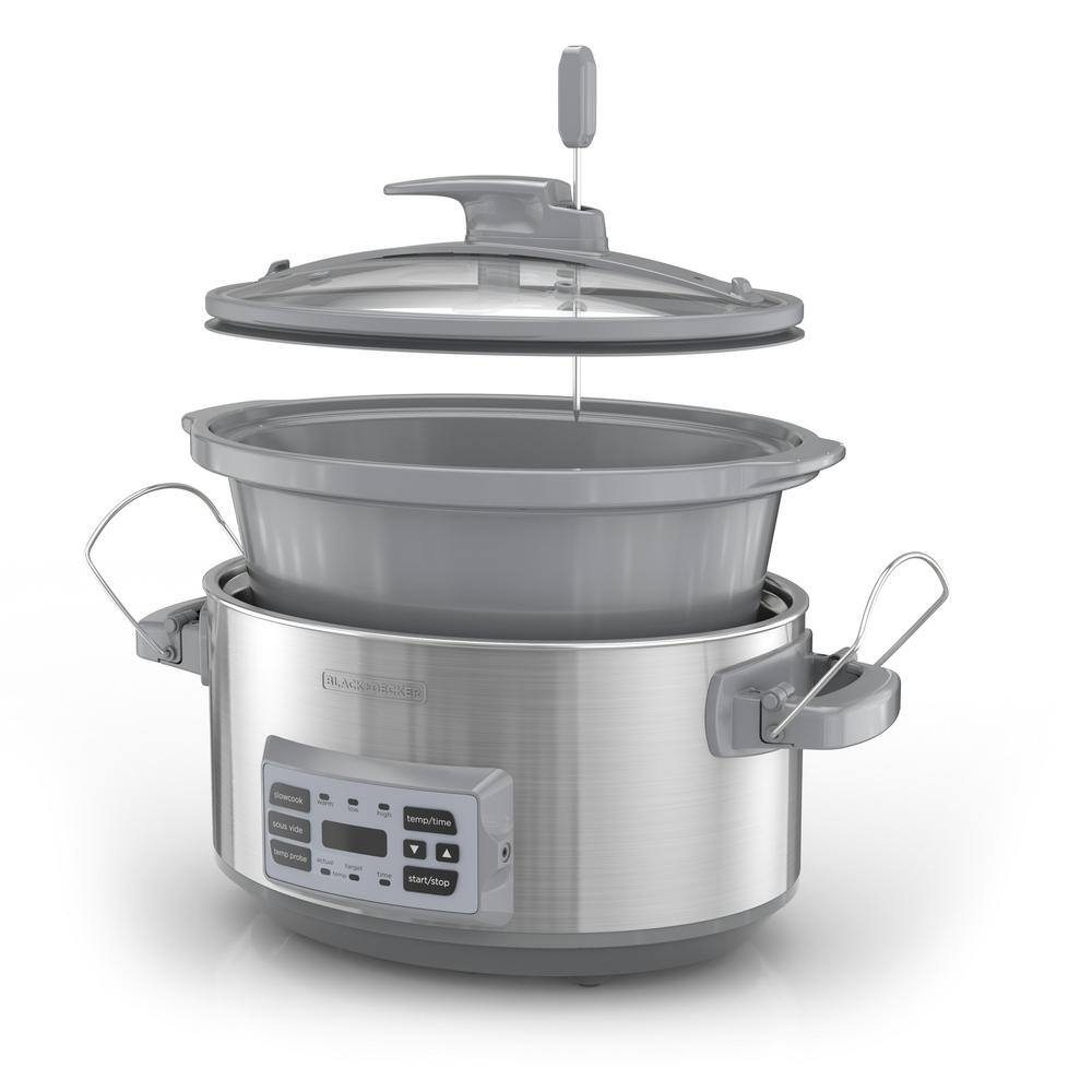 BLACK+DECKER 7 Qt. Stainless Steel Electric Slow Cooker with Temperature Probe and Precision Sous-Vide SCD7007SSD