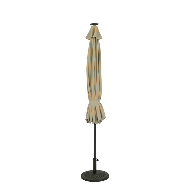 11 x27 X 11 x27 Calypso Ii Market Patio Umbrella With Solar Led Strip Lights Champagne taupe Island Umbrella