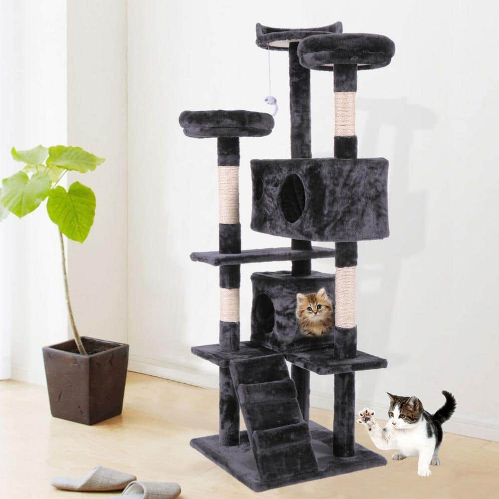 COZIWOW 60 in. Cat Tree Tower with Hanging Toy CW12S0210