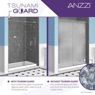 ANZZI 5 ft. Right Drain Tub in White with 60 x 62 in. Frameless Sliding Tub Door with Matte Black Hardware SD1701MB-3060R