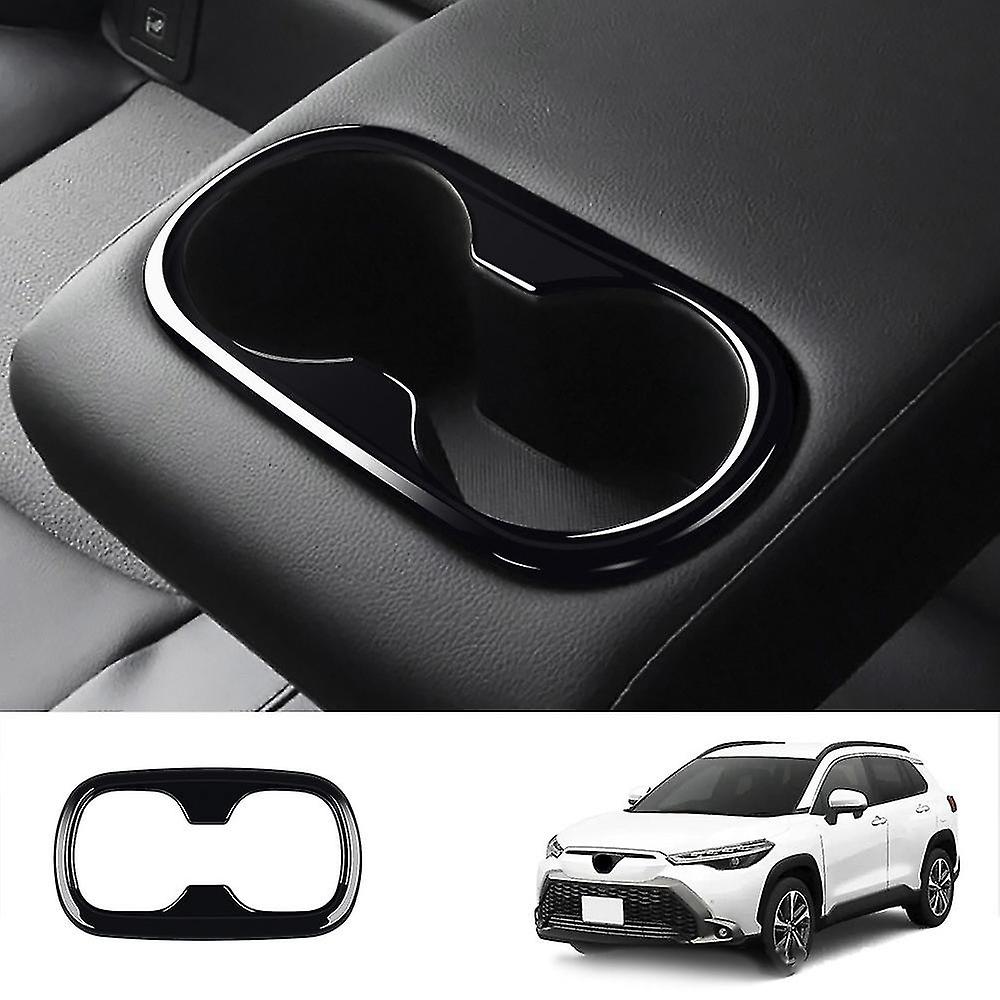 Car Glossy Black Rear Water Cup Holder Decoration Frame Cover Trim Fit For Corolla Cross 2021 2022