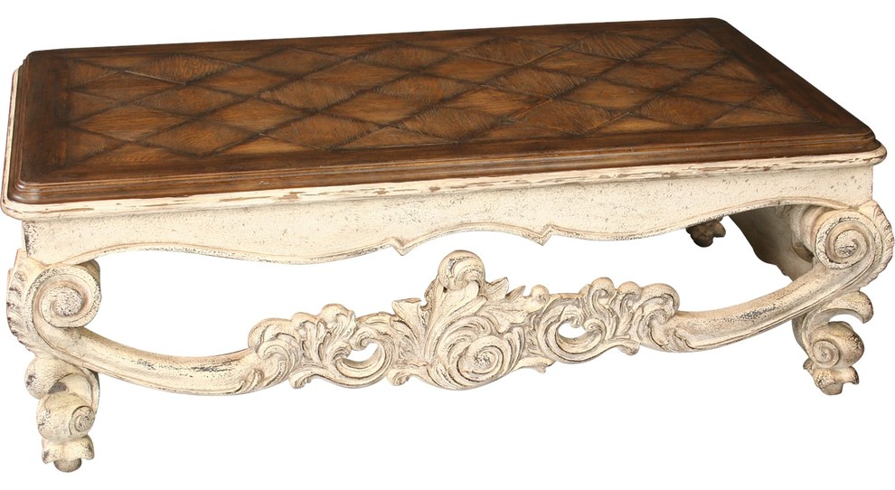 Baroque Louis XV Cocktail/Coffee Table  Oak Parquet  Ornately Carved   French Country   Coffee Tables   by EuroLuxHome  Houzz