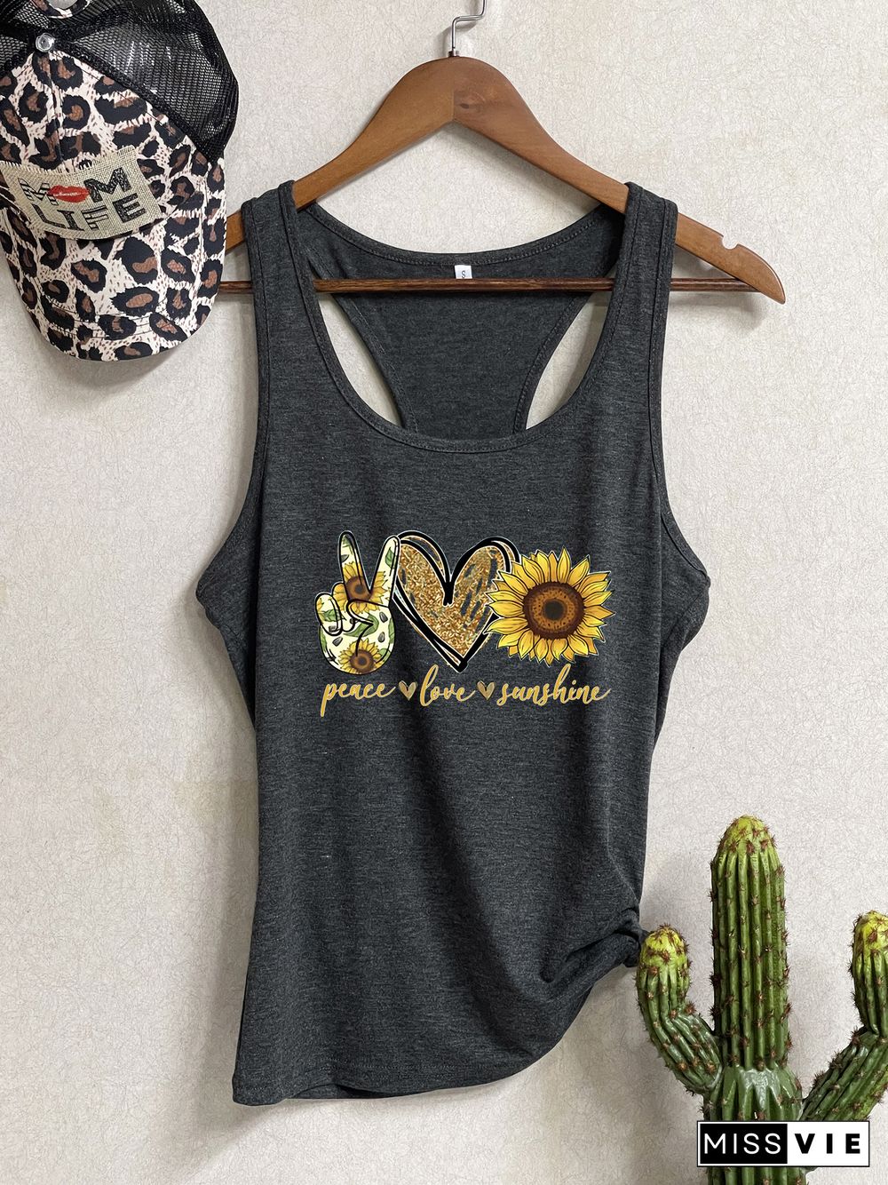 Peace Love Sunshine Sleeveless Tank Top Wholesale