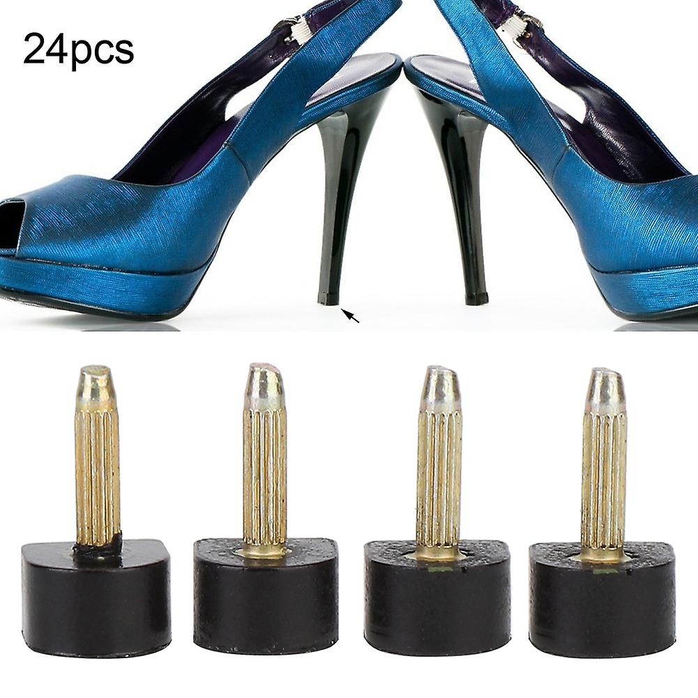 24pcs High Heel Replacement Tips Non Slip Shoes Repair Heel Dowels Protector (10 * 10mm)