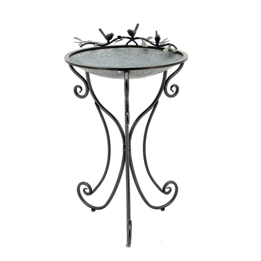 Zaer Ltd. International Three Birds Galvanized Iron Birdbath ZR180070