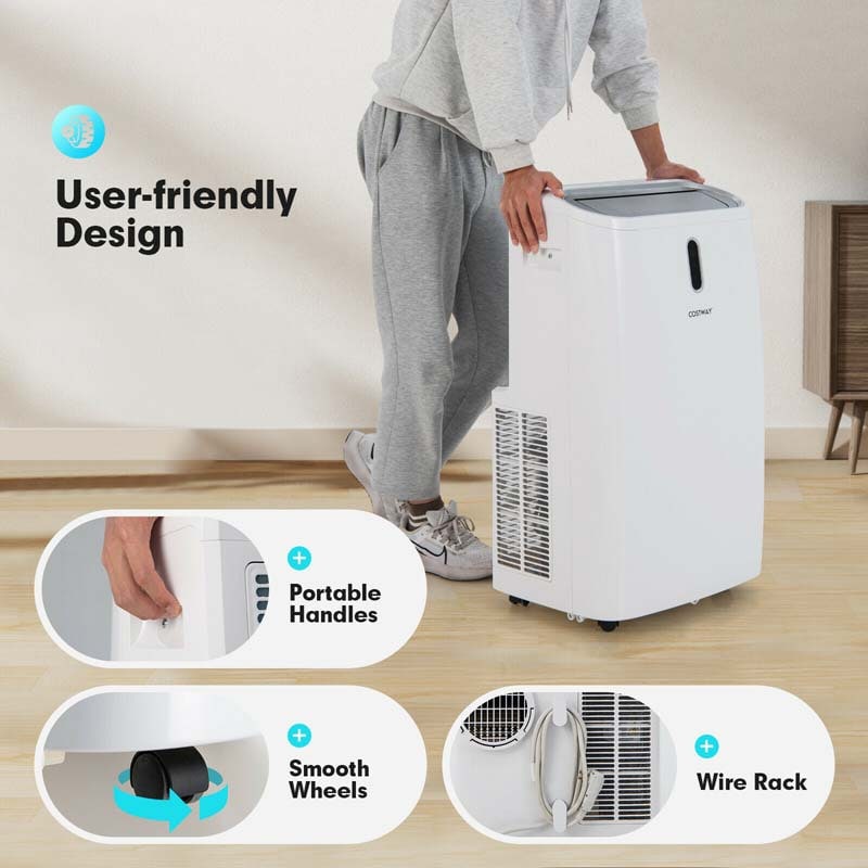 14000 BTU 4-in-1 Portable Air Conditioner with Air Cooler Fan Heater & Dehumidifier, Smart APP & WiFi Control AC Unit