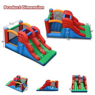 Costway Inflatable Bounce House 3-in-1 Dual Slides Jumping Castle Bouncer with 550-Watt Blower OP70800+ES10150US