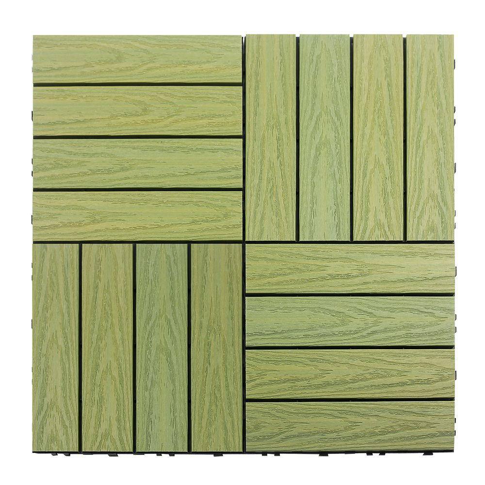 NewTechWood UltraShield Naturale 1 ft. x 1 ft. Quick Deck Outdoor Composite Deck Tile Sample in Irish Green US-QD-ZX-SG-S