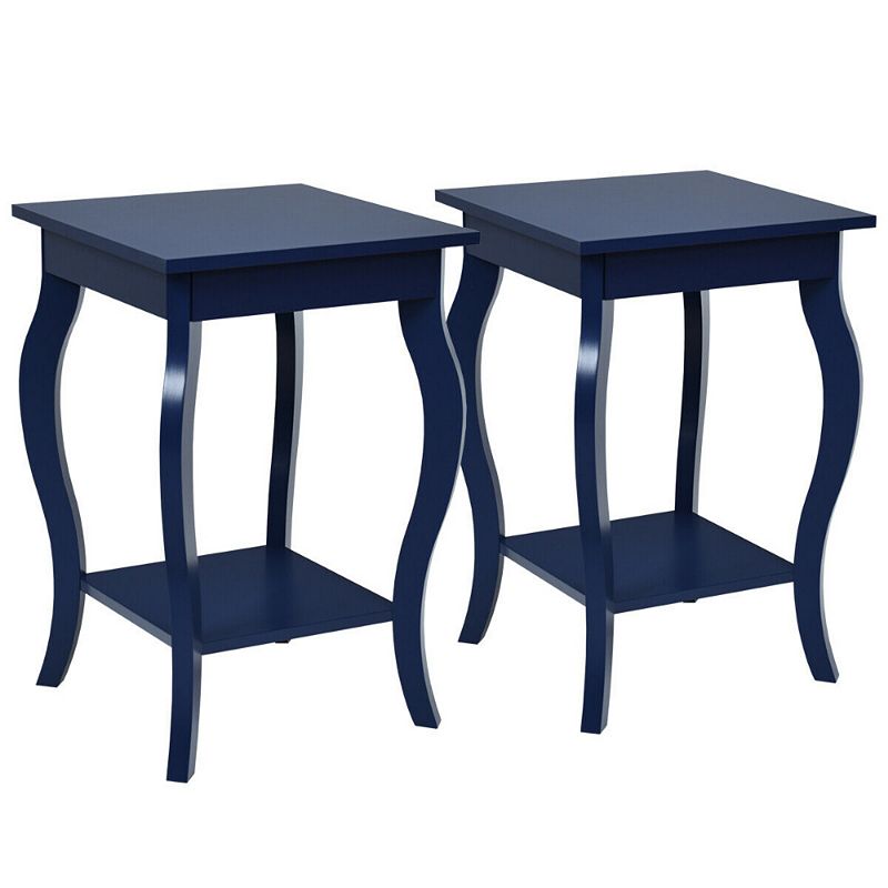 Set of 2 Side Table Sofa Table Night Stand with Shelf