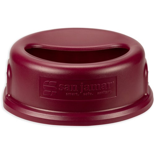 San Jamar KA3200 KatchAll Magnetic Flatware Retriever 32-Gallon Trash Can Lid， Burgundy