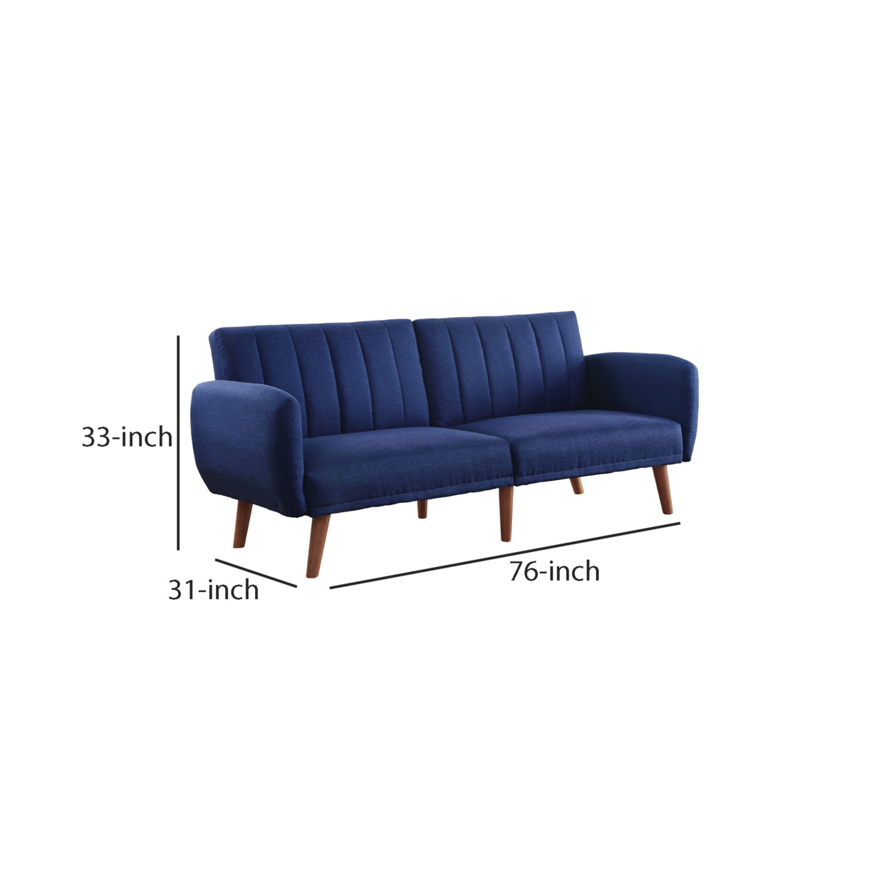 Fabric Upholstered Adjustable Sofa, Blue and Brown- Saltoro Sherpi