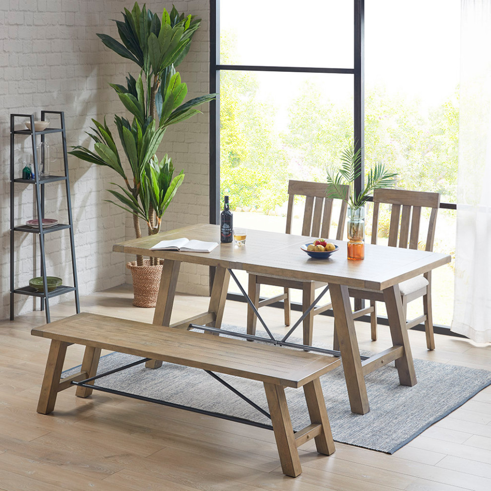 INK+IVY Sonoma Dining Bench  Natural   Industrial   Dining Chairs   by Olliix  Houzz