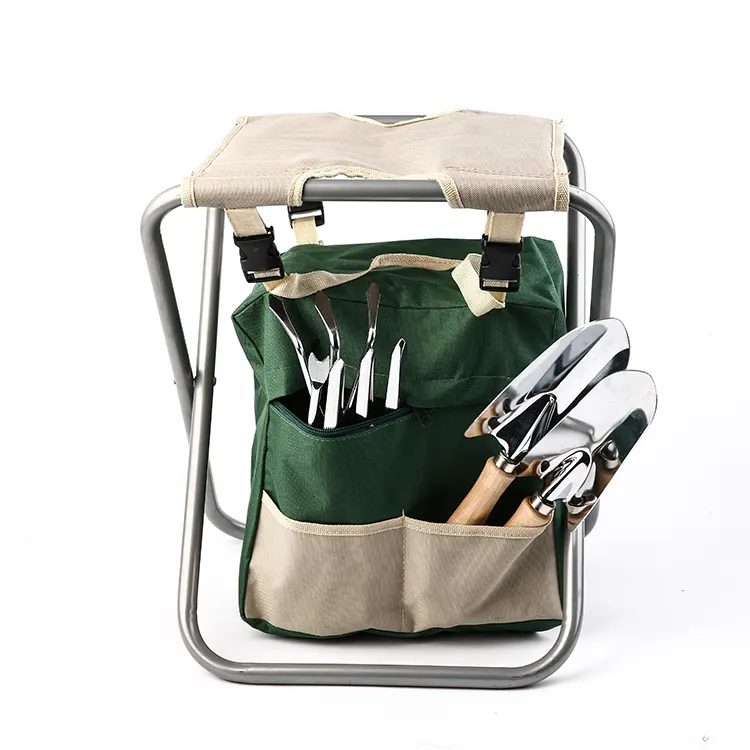 Hand garden tools kit with bag scuppit shovel rake fork and single fork