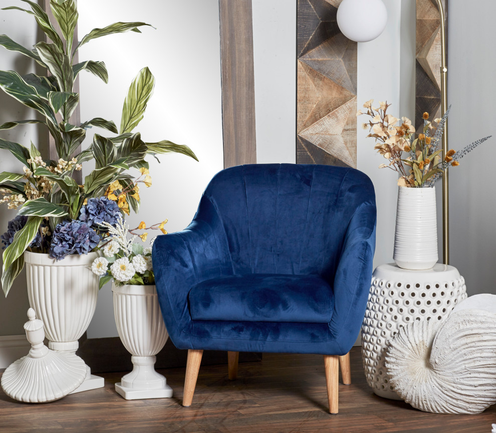 Blue Polyester and Wood Modern Accent Chair 38372   Midcentury   Armchairs And Accent Chairs   by Brimfield  ampMay  Houzz