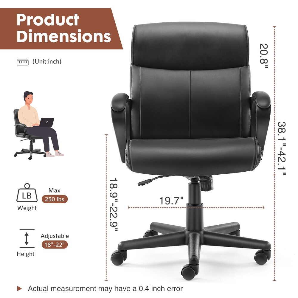 Mid Back Desk Chair Swivel Office Chair Accnet Chair with Padded Armrests