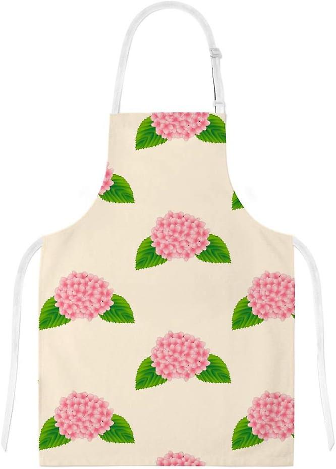 Kitchen Oven Mitts Glove Potholder Apron 3pcs Set Pink Hydrangea Flower Non Slip Heat Resistant Mitts For Baking Cooking Bbq