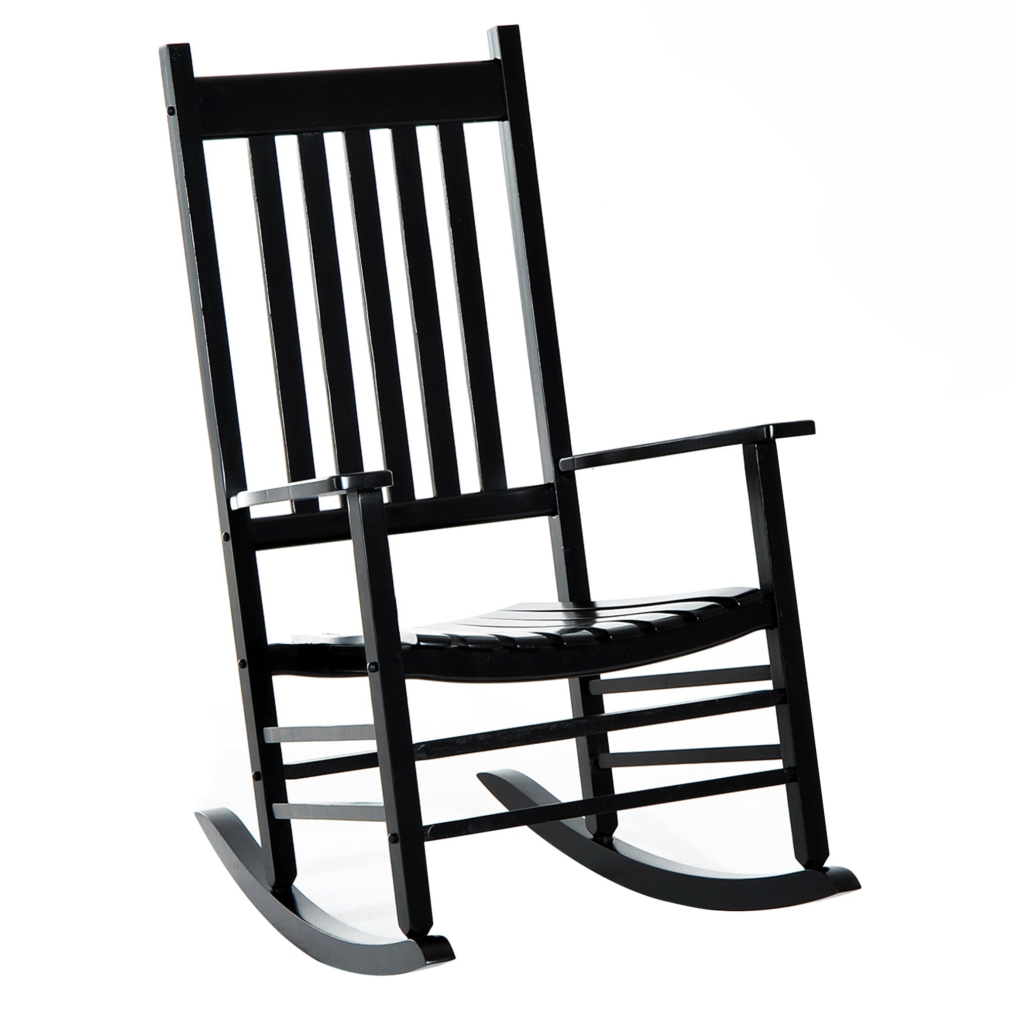 Outsunny Outdoor Rocking Chair, Wooden Rustic High Back All Weather Rocker, Slatted for Indoor, Backyard & Patio, Black