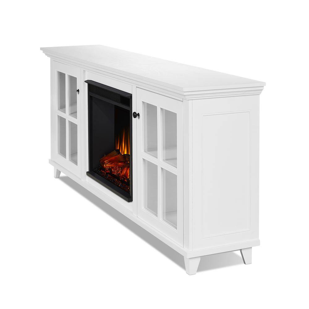 Real Flame Norwell 73 in. Freestanding Wooden Electric Fireplace TV Stand in White 7760E-W