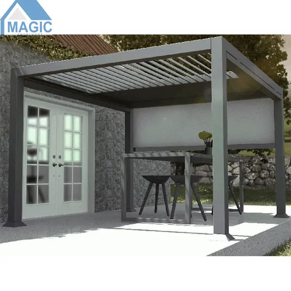 electrical automatic retractable pvc roof aluminum pergola electric free stand aluminum pergola Chinese factory directly supply