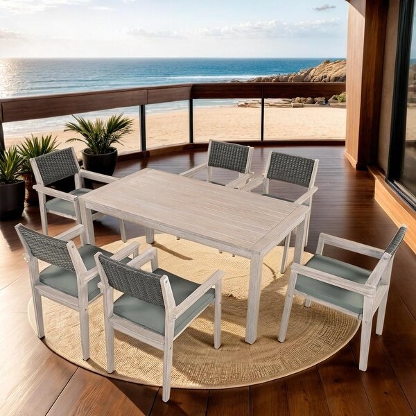 Patio Dining Set Outdoor Dining Table and Chair Set，Light Teak