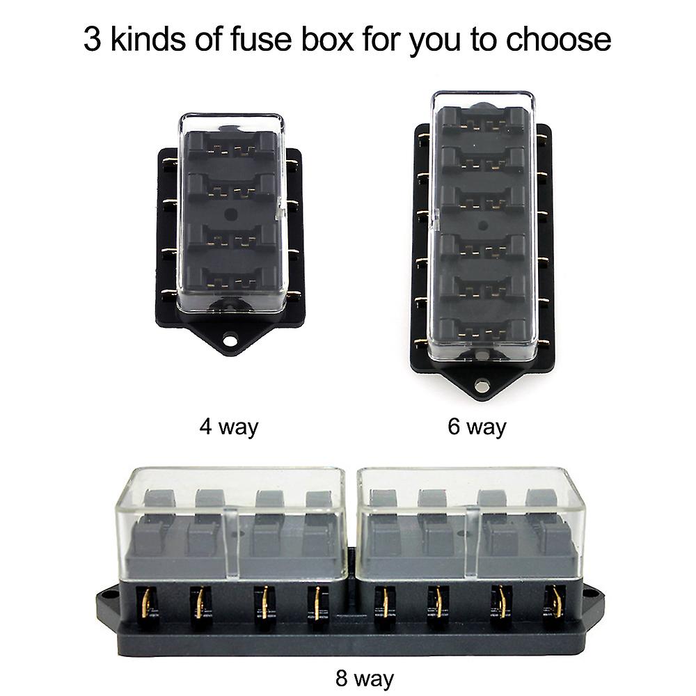 6 Way Fuse Holder Box Car Vehicle Automotive Circuit Blade Fuse Block With 6 Standard Fuses