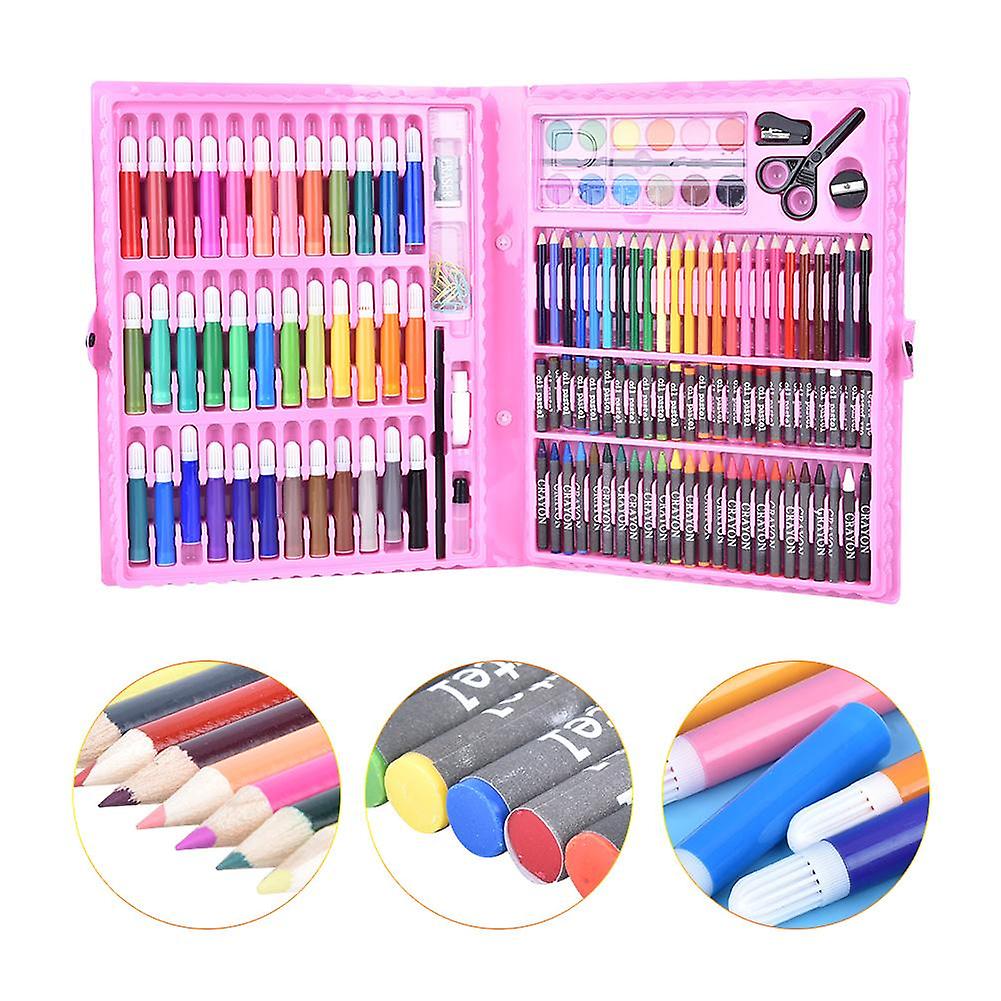 150pcs Watercolor Pen Oil Pastel Crayons Colored Pencil Set Art Painting Supplies (pink)