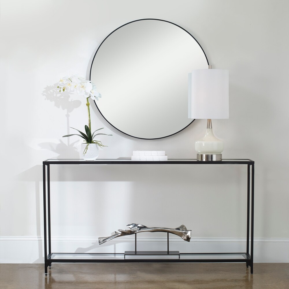 Metal Narrow Mirrored Console Table