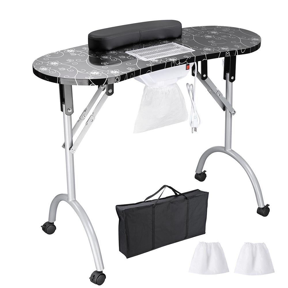 Yescom Foldable Nail Table with Vent & Lamp Manicure Nail Art