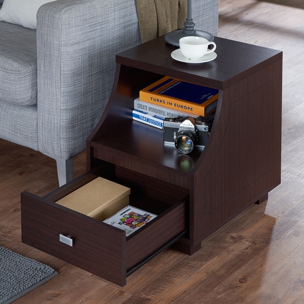 Furniture of America Basa Modern Walnut 16-inch 1-shelf Side Table