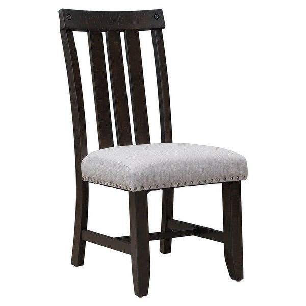 Upholstered Dining Chairs with Sliver Nails and Wood Legs， Set of 4