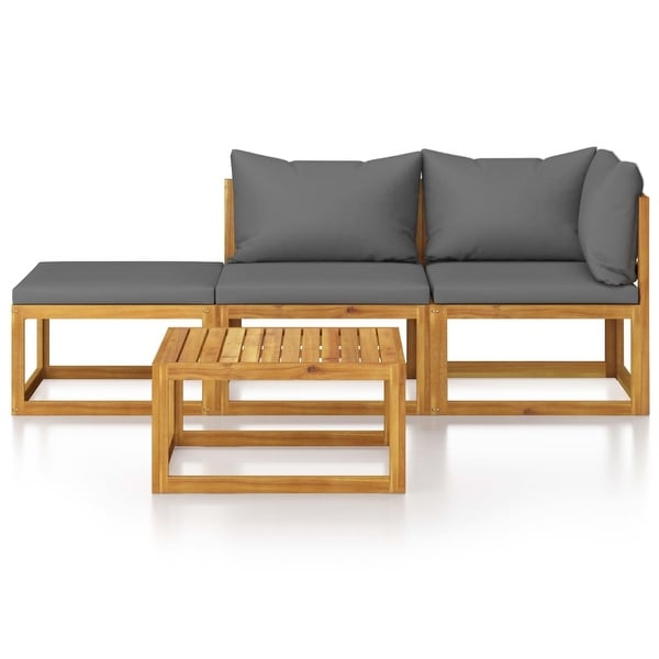 vidaXL 4 Piece Patio Lounge Set with Cushion Solid Acacia Wood