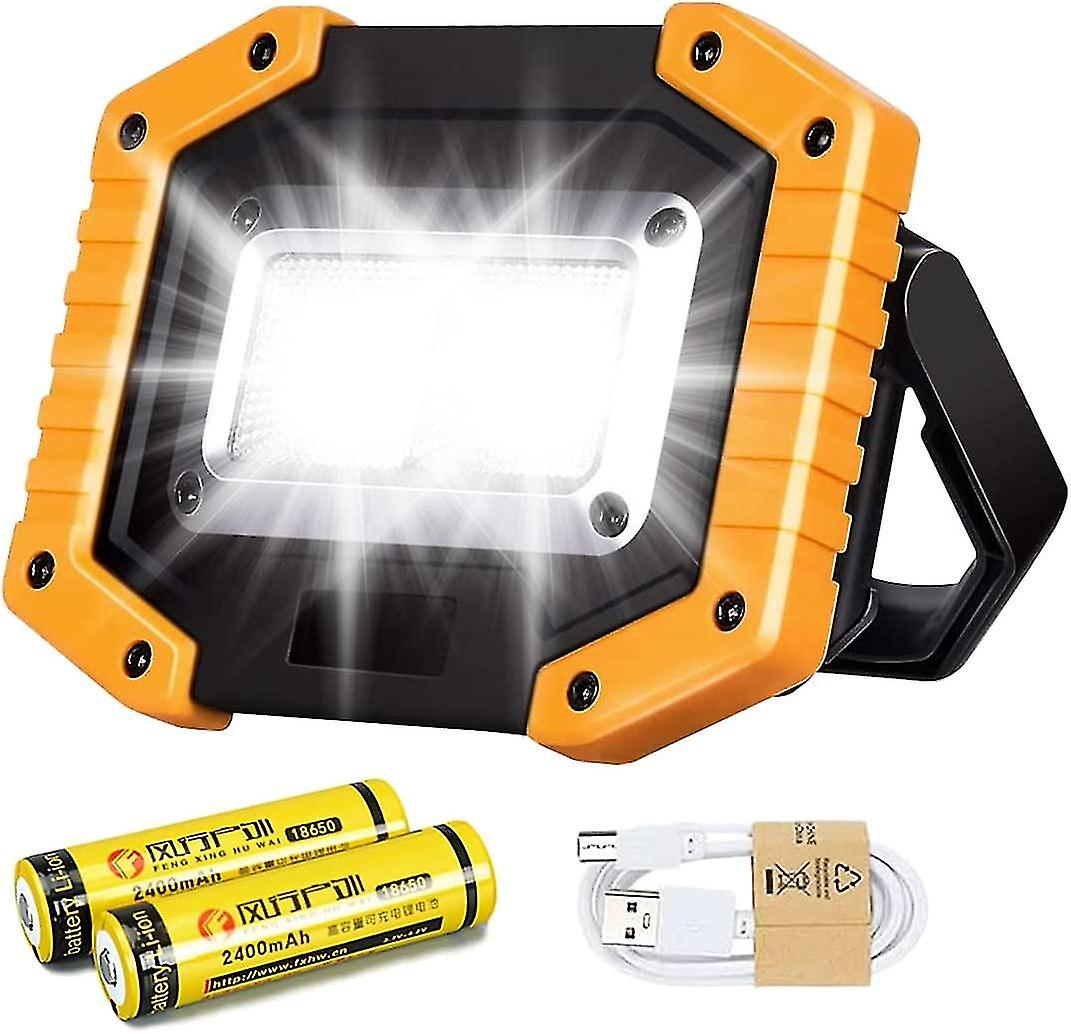 30w Led Work Light Rechargeable Floodlight Super Bright 2000lm Portable Outdoor Battery Security Light Usb Waterproof For Garage Camping Hiking Fishin