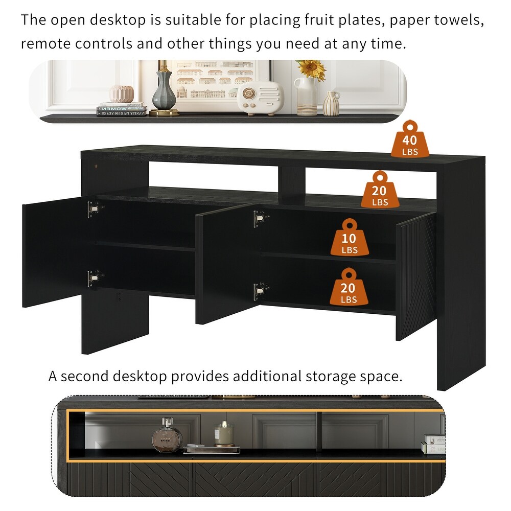 Modern Adequate Storage Space Sideboard MDF Storage Cabinet with Double Storey Tabletop and Ample Storage Space